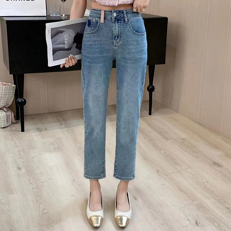 千子88211夏季薄款2023新款紧身jeans欧货九分女牛仔小直筒烟管裤