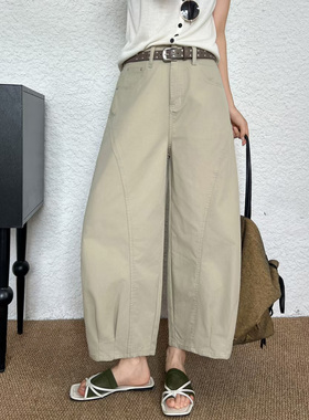 2026夏Jeans阿凡牛A5667宽松显瘦薄料八分女牛仔阔腿弯刀裤气球裤