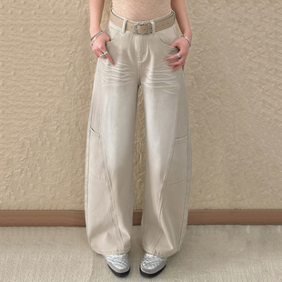 1宽松弹力显瘦老爹女牛仔弯刀阔腿裤 2026春新款 Jeans阿凡牛5555