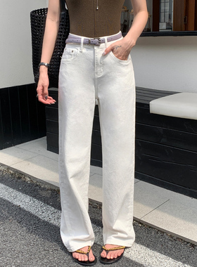 2025夏季新款JEANS阿凡牛A3953宽松爱心刺绣窄版女牛仔直筒阔腿裤