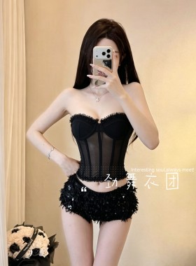 新款酒吧DS演出服DJ领舞chic性感辣妹黑色bgo点舞爵士舞时尚套装
