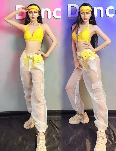 ds演出服女gogo服装酒吧dj女团网纱透视长裤嘻哈爵士舞比基尼套装