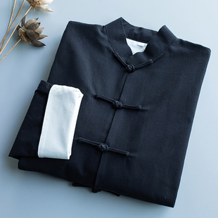 上衣中国风盘扣复古休闲中式 男青年长袖 外套居士汉服 纯棉唐装 秋季