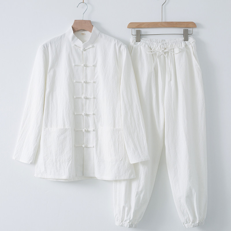 棉麻禅修服茶服居士服套装中国风中式复古男装佛系古风禅意春秋款