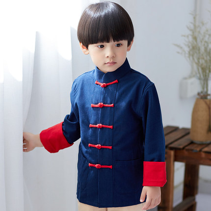 儿童唐装男童汉服中国风春秋季复古民族服装中大童改良古装演出服