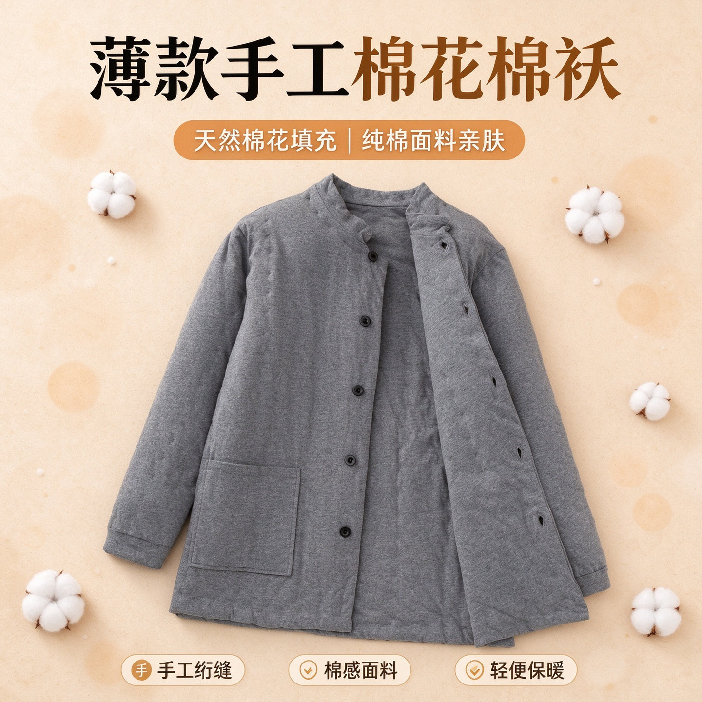 薄款贴身手工棉花棉袄内穿居家