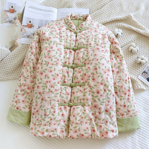 秋冬女士手工棉花小棉袄立领盘扣纯棉加厚保暖棉服唐装棉衣外套