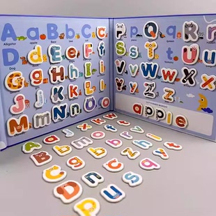英文abcd大小写磁力贴数字冰箱贴动物磁吸书儿童早教学习字母玩具