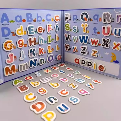 英文abcd大小写磁力贴数字冰箱贴动物磁吸书儿童早教学习字母玩具