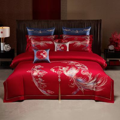 水星家纺结婚四件套全棉长绒棉