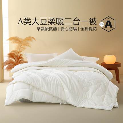 水星家纺被芯全棉大豆被子春夏四季被二合一子母被冬被抑菌床品