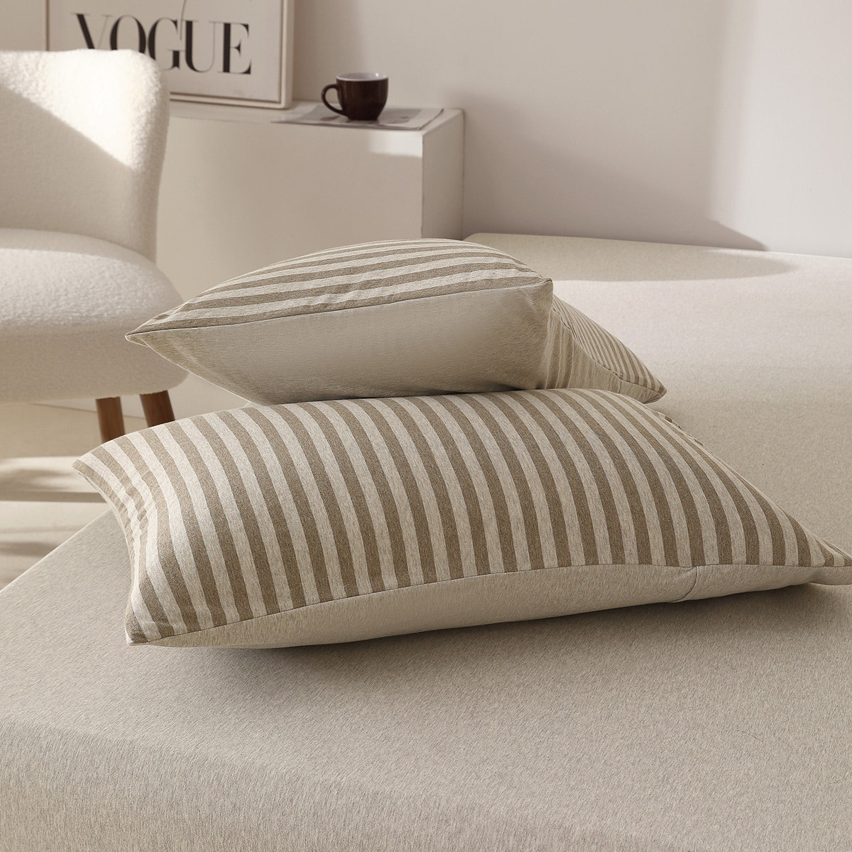 水星家纺全棉枕套纯棉针织棉枕头套一对装成人裸睡亲肤A类枕芯套