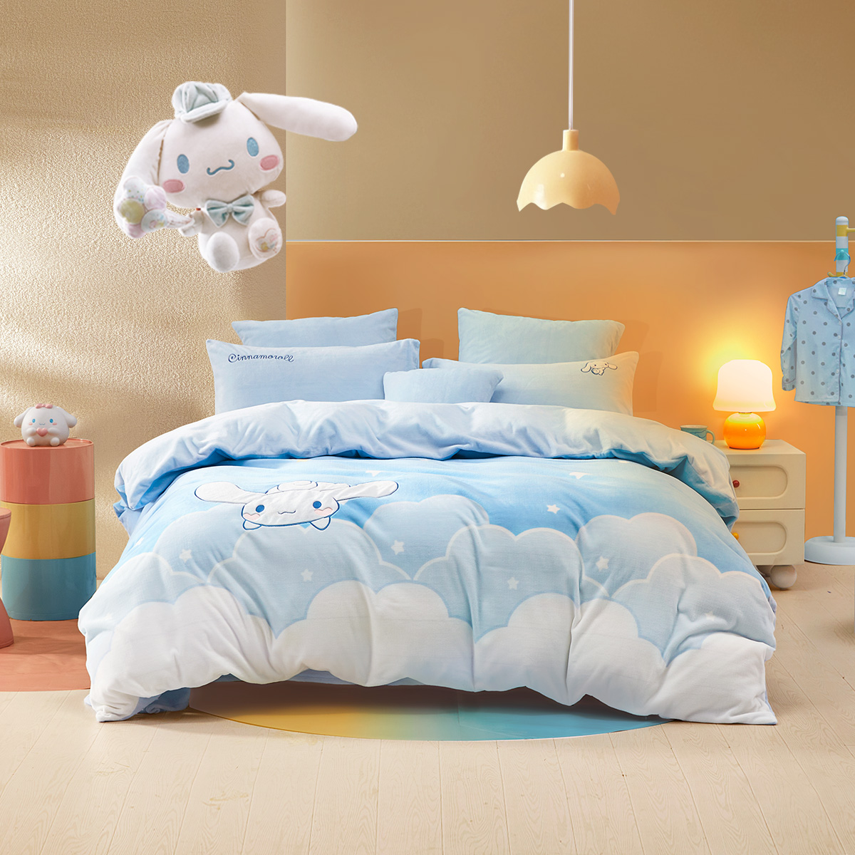 水星家纺牛奶绒三四件套卡通A类