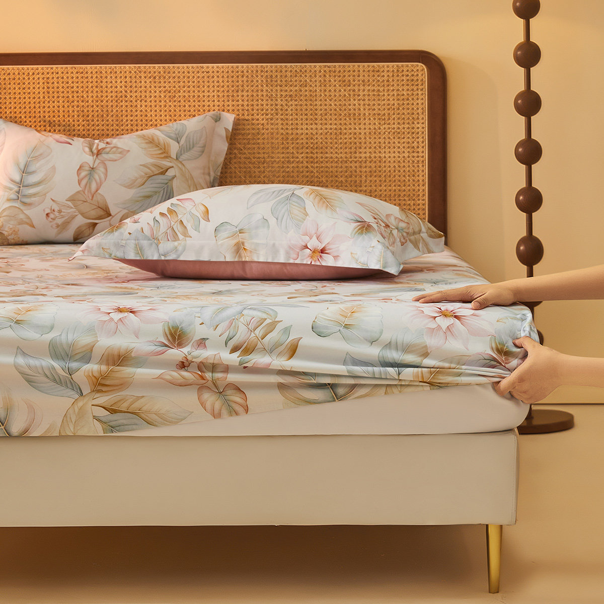 水星家纺纯棉磨毛抑菌单件床笠全棉秋冬季吸湿保暖床垫保护罩繁花,床上用品,床笠,淘宝优惠券,粉丝福利购,淘宝优惠卷