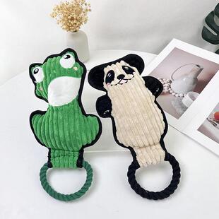 宠物狗狗解闷发声结绳洁齿互动拉齿玩具青蛙熊猫毛绒狗玩具发声