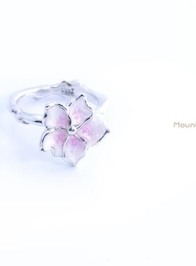 山略首饰桃花漫枝925银原创