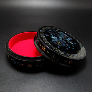 古董古玩杂项收藏创汇期大漆嵌金银螺钿首饰盒戒指盒项链盒全美品