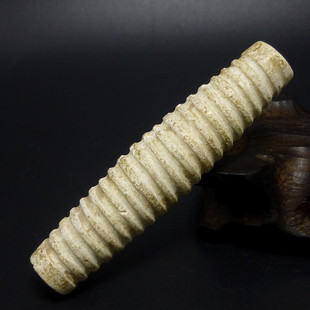 高古玉老玉收藏商周时期的生坑鸡骨白螺旋纹玉勒子玉挂件玉吊坠