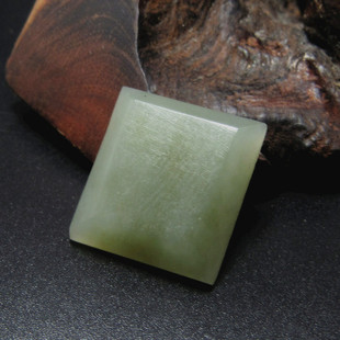 古玩玉器保真天然新疆和田玉碧玉老坑细料四棱刻面戒面戒指料裸石