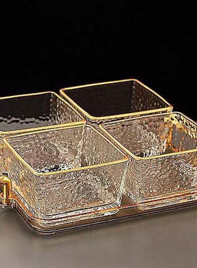 玻璃水果盘分格茶果盘摆盘零食干果点心小吃碟酒吧KTV会所摆放