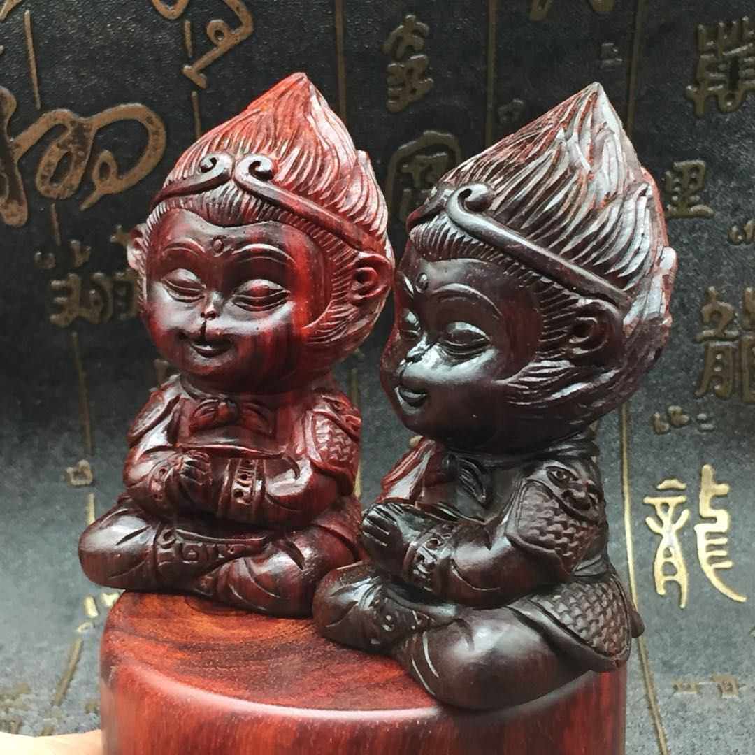 拆房老料印度小叶紫檀小悟空汽车摆件手把件金箍棒孙大圣手把件
