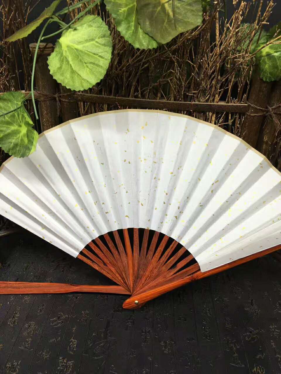 印度小叶紫檀扇子十寸33cm折扇留白可提字作画红木宣纸扇子黄花梨