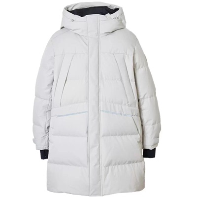 JJ国内代购黑色浅灰色连帽百搭防泼水中长款羽绒服男 224412085