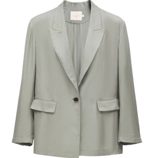 VM国内代购绿色百搭通勤宽松亚麻天丝休闲西服外套女 323308003