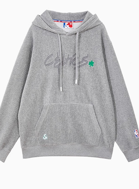 JJ国内代购灰色连帽字母联名款条绒宽松休闲套头卫衣男 224133029