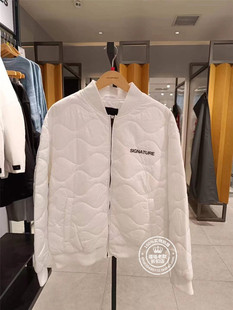 JJ国内代购白色黑色棒球领宽松薄款绗缝短款棉服男 223109023