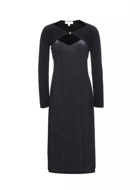 VM国内代购黑色优雅吊带两件套丝绒中长连衣裙两件套女 32347D002