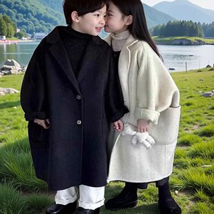 秋冬季2026新款男女童加厚毛呢外套中长款儿童韩国羊毛时髦大衣潮