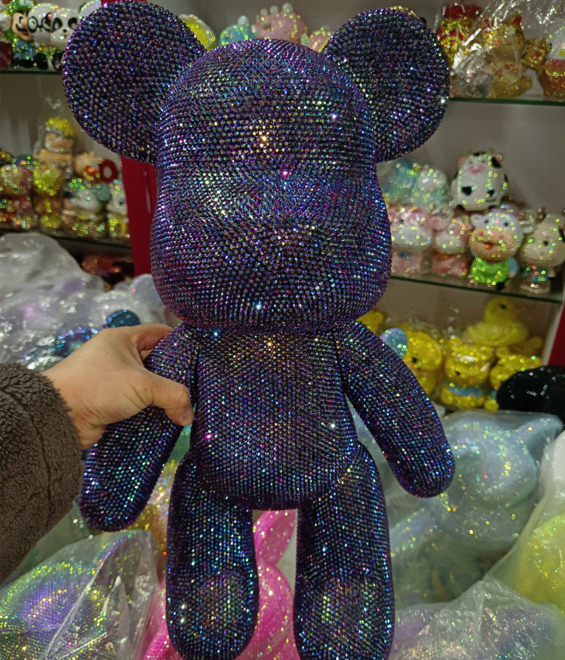 紫色黑底钻手工diy贴钻暴力熊玩偶53厘米摆件粘钻熊镶钻抖音网红
