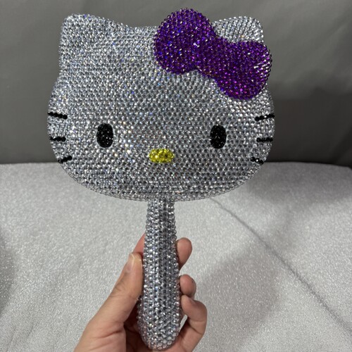 凯蒂猫手工DIY贴钻满钻手柄镜子