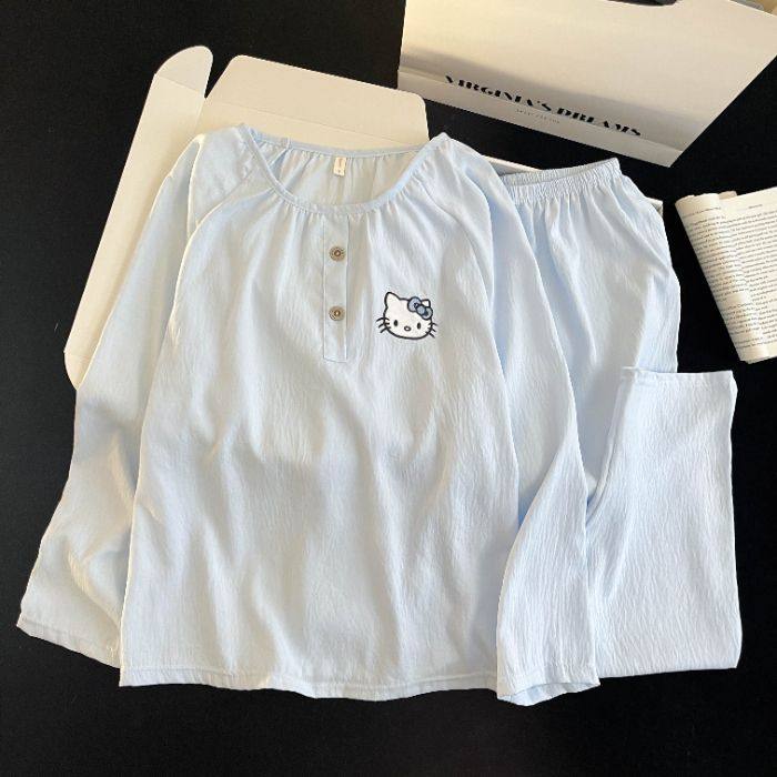 睡衣女春秋季云朵棉圆领长袖长裤套装ins学生甜美两件套可外出,女士内衣/男士内衣/家居服,睡衣/家居服套装,淘宝优惠券,粉丝福利购,淘宝优惠卷