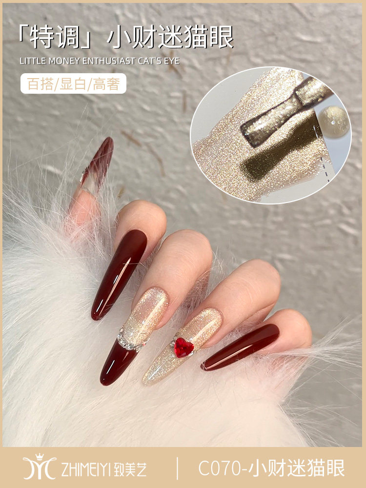 Champagne Gold Cat Eye Gel Polish 2025 Pro Magnetic Gel - Product image 3