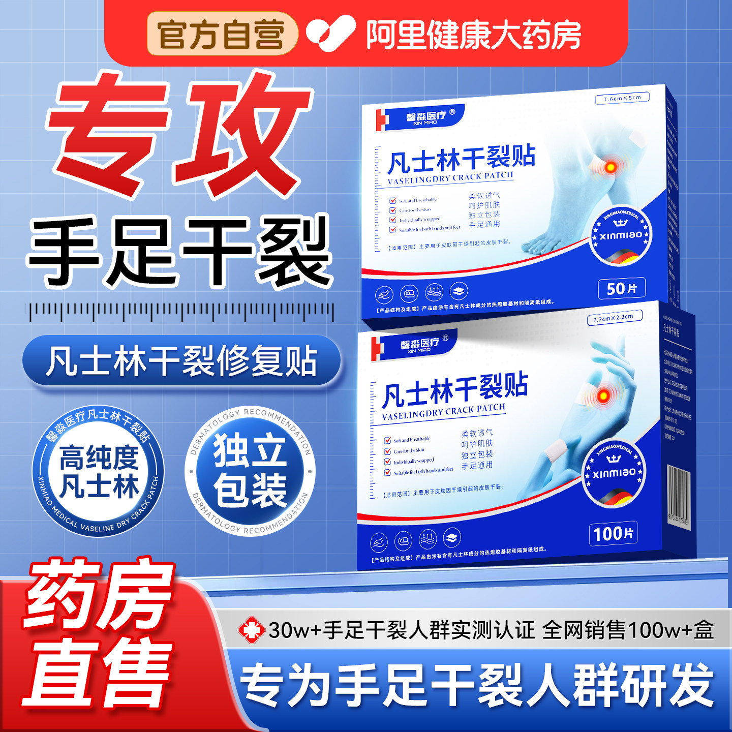 德国凡士林干裂贴手足开裂护理贴手指后脚跟裂口贴官方旗舰店正品