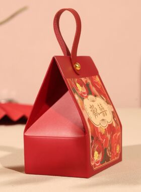 跨境中式红色婚庆糖盒空盒婚礼结婚喜糖袋订婚糖果回礼喜量大从优