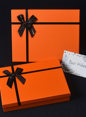 热销礼物盒天地盖橙色空盒高档礼品盒包装盒礼盒工厂直销礼品跨境