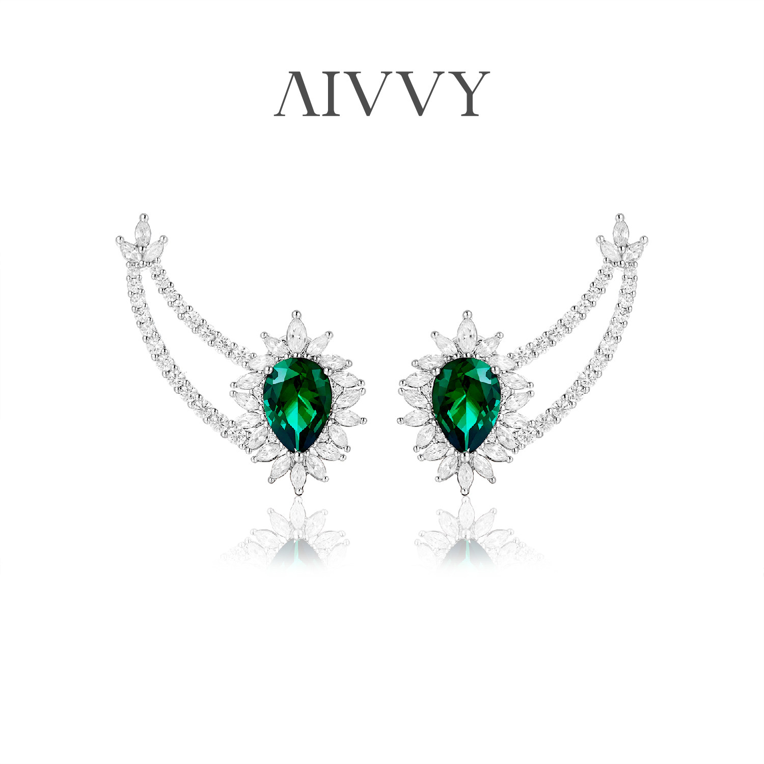 AIVVY培育祖母绿宝石链条耳耳钉