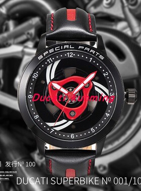 杜卡迪透明离合机械手表限量版黑色红色超跑V4.V2礼物陀飞轮夜光