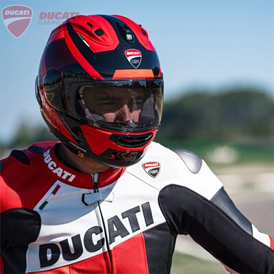 机车骑行头盔杜卡迪全盔红色四季