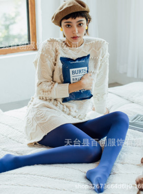 女春秋冬季防勾丝天鹅绒连裤袜糖果色丝袜光腿黑色肉色打底裤袜子