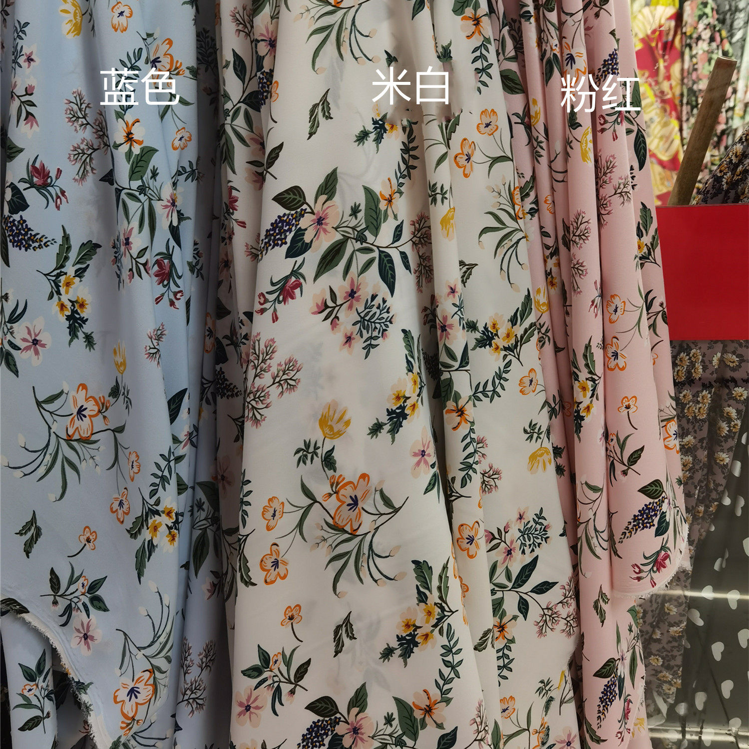 夏季小碎花微弹雪纺面料绸缎雪纺图片