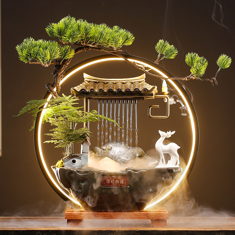 흐르는 물은 부를 불러 모으고 부의 장식품 재활용수 사무실 데스크탑 거실 장식 집들이 선물 개업 선물