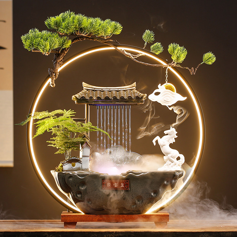 흐르는 물은 부를 불러 모으고 부의 장식품 재활용수 사무실 데스크탑 거실 장식 집들이 선물 개업 선물