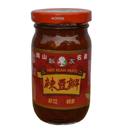 台湾原装进口饭友豆瓣酱辣豆瓣纯素辣味冈山名产酱调料凉拌炒菜