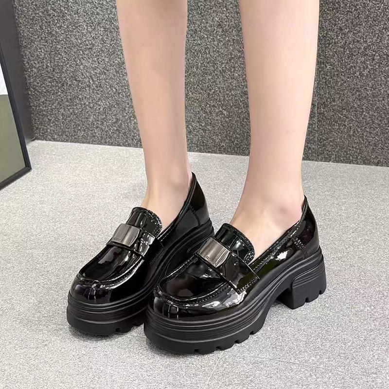 英伦百搭厚底显腿长显高乐福鞋女