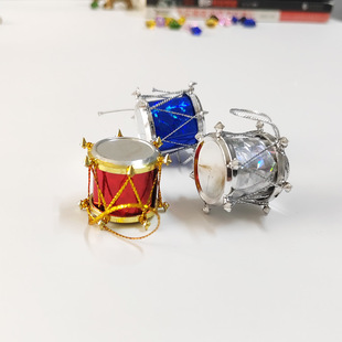 创意圣诞树小鼓装饰品挂件挂饰迷你鼓拍照道具6个/包节日用品