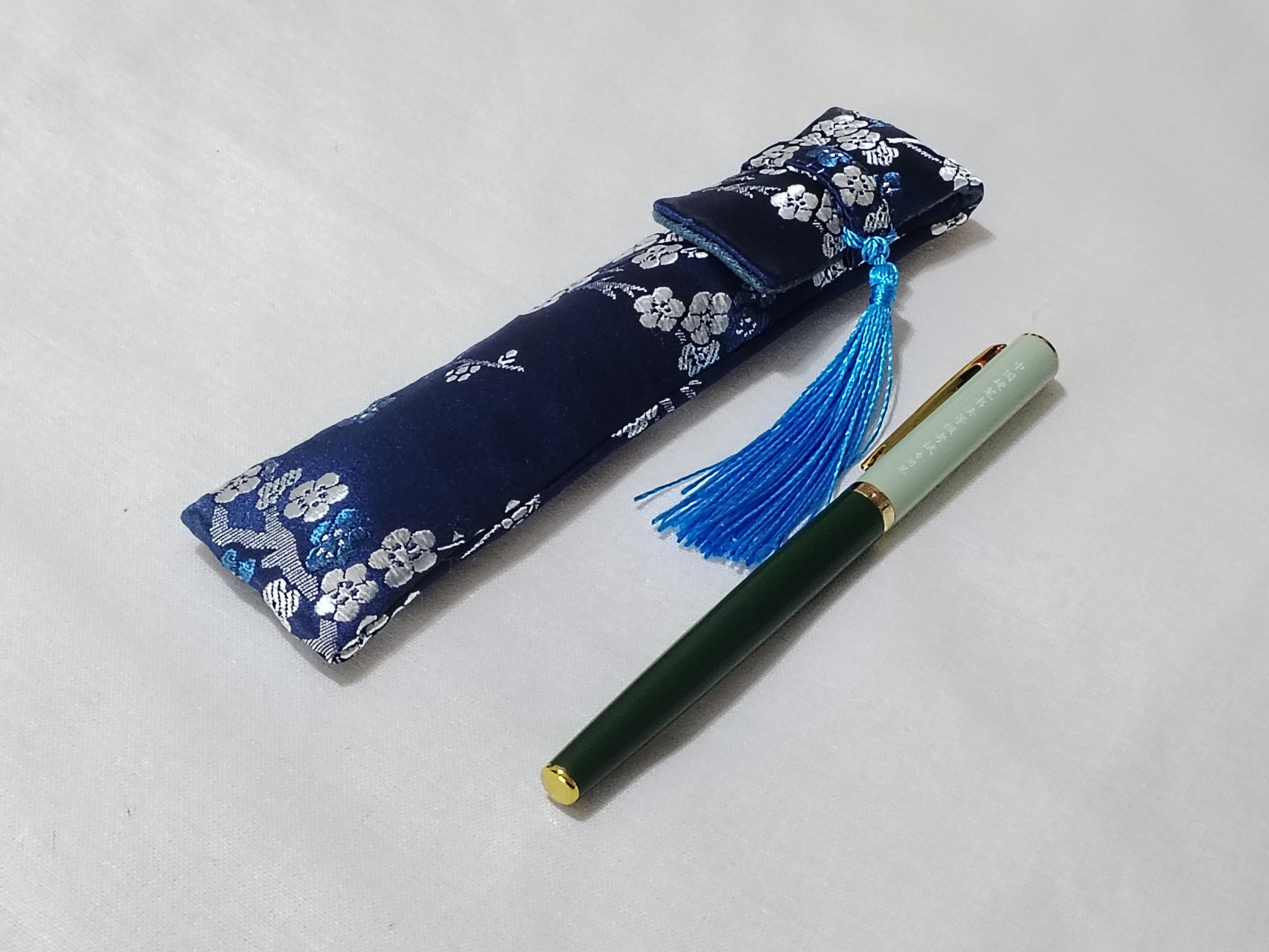 涵翌轩纯手工制作笔袋单支装钢笔袋复古国风锦缎文具收纳包钢笔套